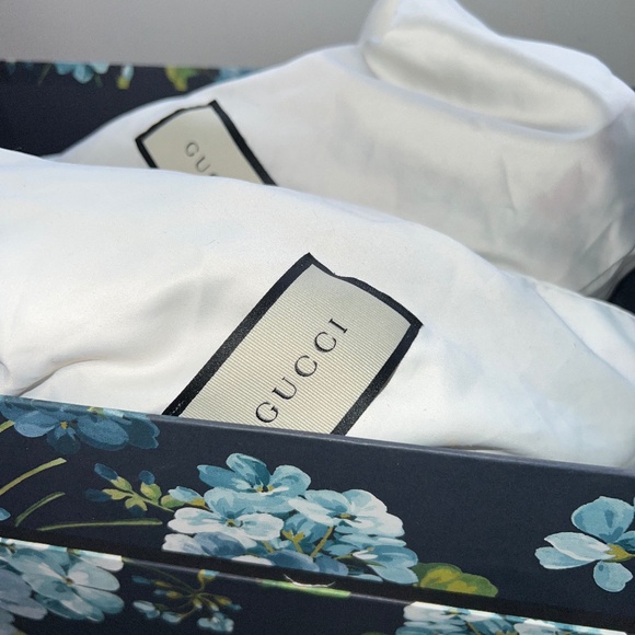 Gucci, Low Top Embroidered Sneakers, Floral Denim Ace, Size 10.5 - Picture 12 of 14